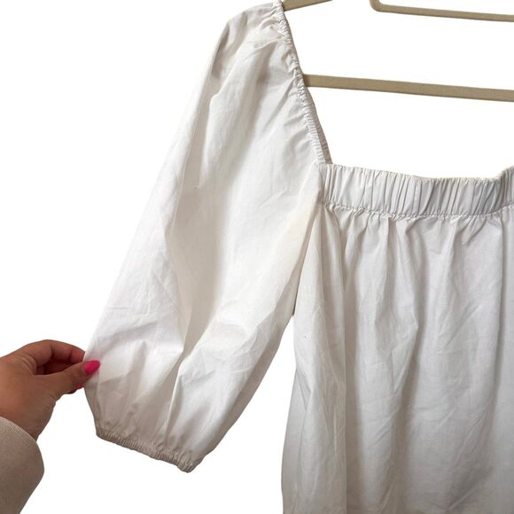 SWEEWË Puff Sleeve‎ Blouse in White Sz Medium - Picture 3 of 4